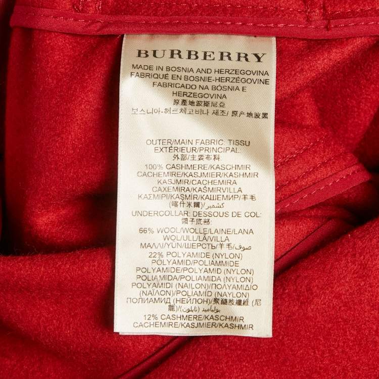 Pre Owned Burberry Red Cashmere Trench Coat M