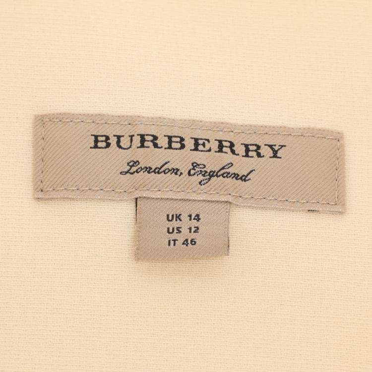 Pre Owned فستان بربري صوف بيج ممزوج مع حزام متوسط الطول مقاس كبير (لارج)