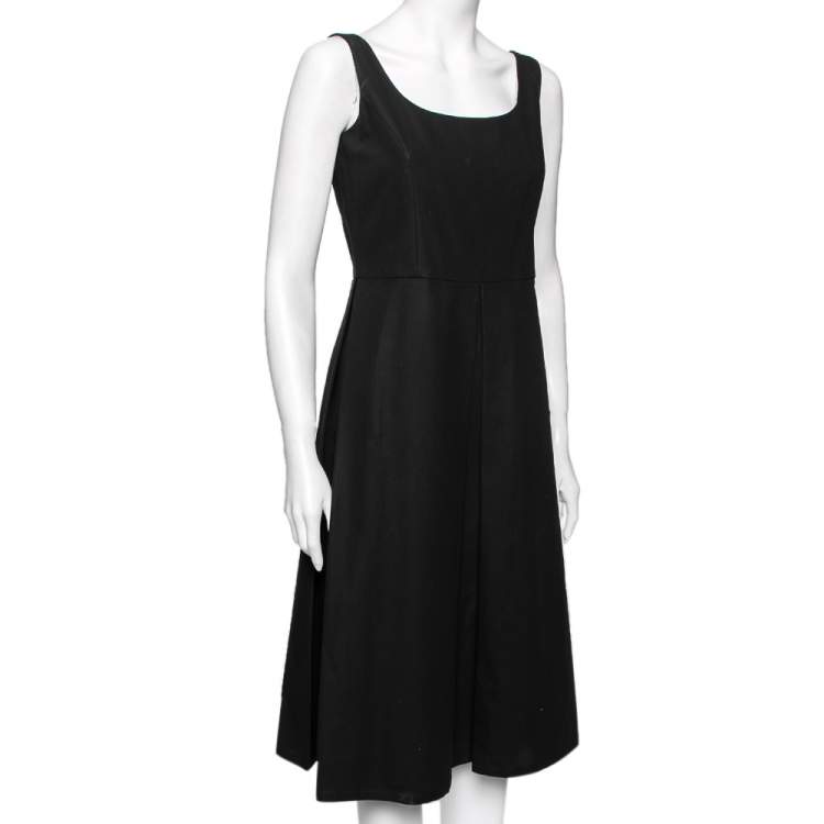 Burberry Black Cotton Box Pleat Detailed Sleeveless Dress M