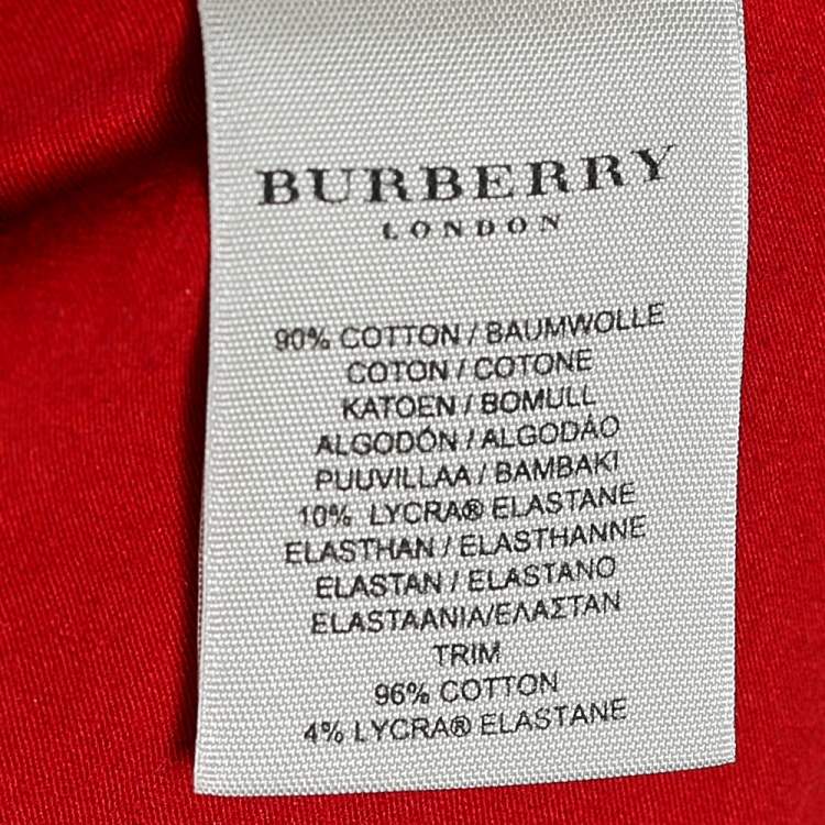 Pre Owned Burberry London Red Cotton Knit Elbow Patch Detail Long Sleeve T-Shirt M