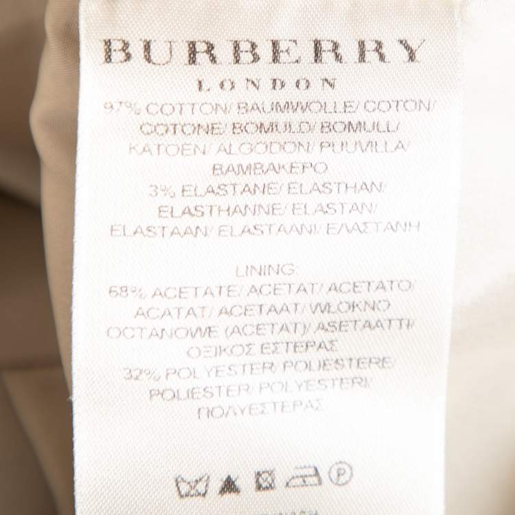 Pre Owned Burberry London Beige Cotton Pleated Front Crew Neck Flared Dress M