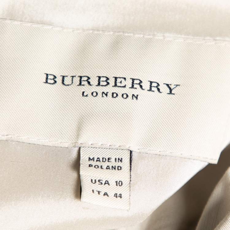 Pre Owned Burberry London Beige Cotton Pleated Front Crew Neck Flared Dress M