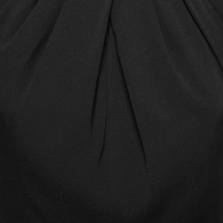 Pre Owned Burberry London Black Silk Gathered Waist Short Sleeve Dress S