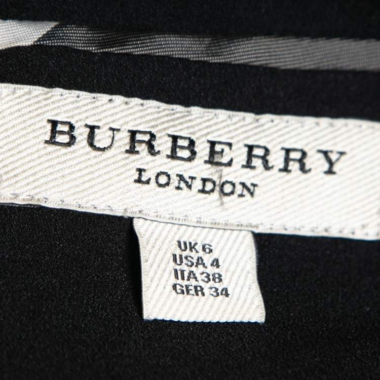 Pre Owned Burberry London Black Silk Gathered Waist Short Sleeve Dress S