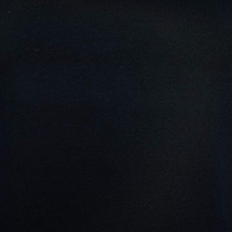 Pre Owned Burberry London Black Jersey Nova Check Detail Top M