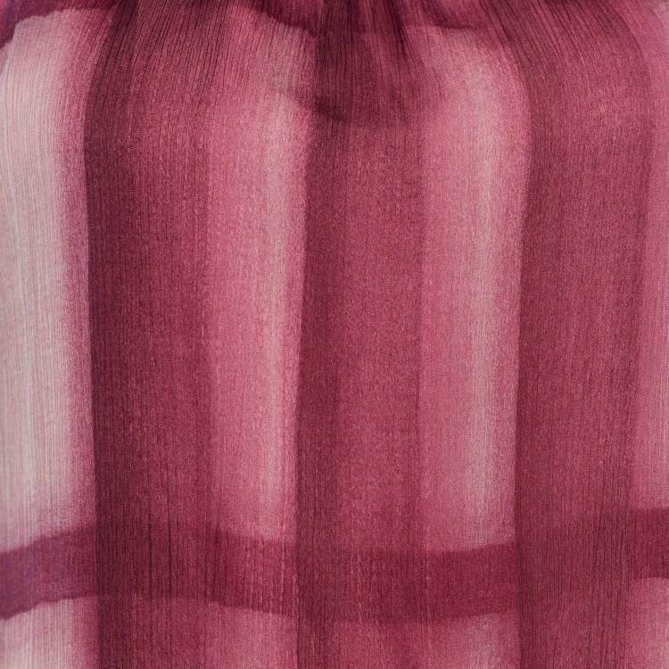 Pre Owned Burberry Pink Ombre Check Print Silk Shift Dress XS
