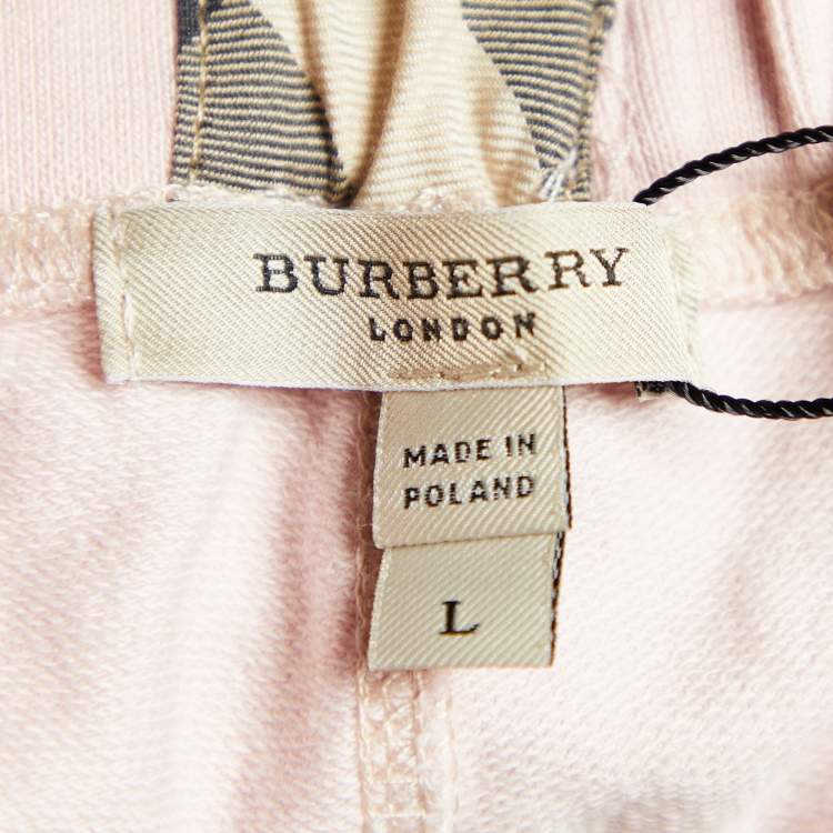 Pre Owned Burberry London Pink Cotton Knit Wide Leg Trousers L