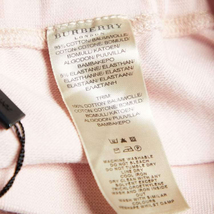 Pre Owned Burberry London Pink Cotton Knit Wide Leg Trousers L