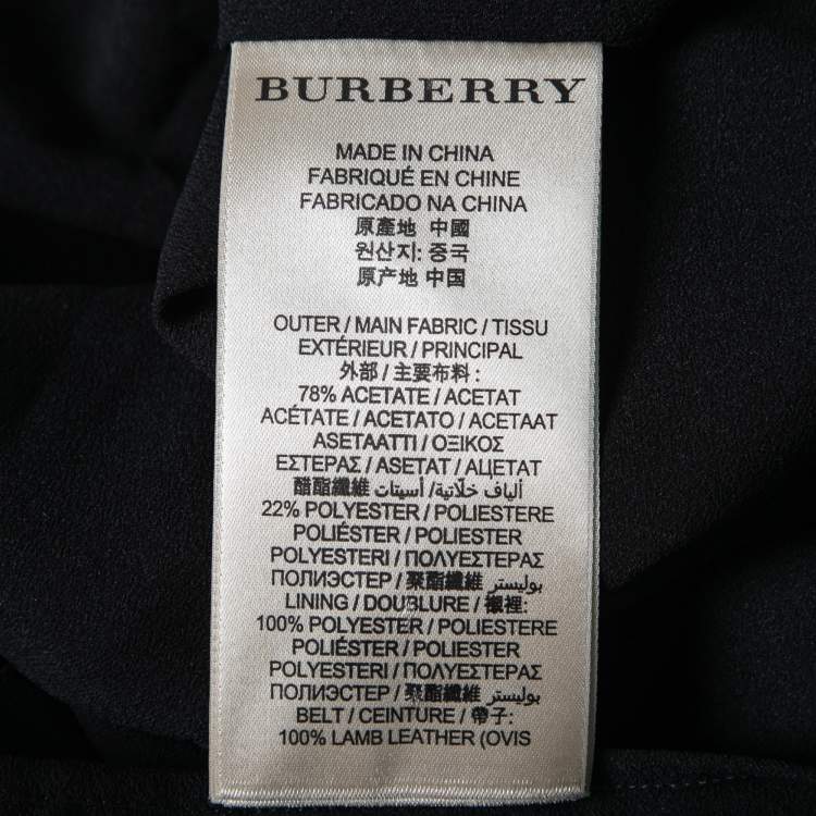 Pre Owned Burberry Black Crepe Pleated Mini Dress S