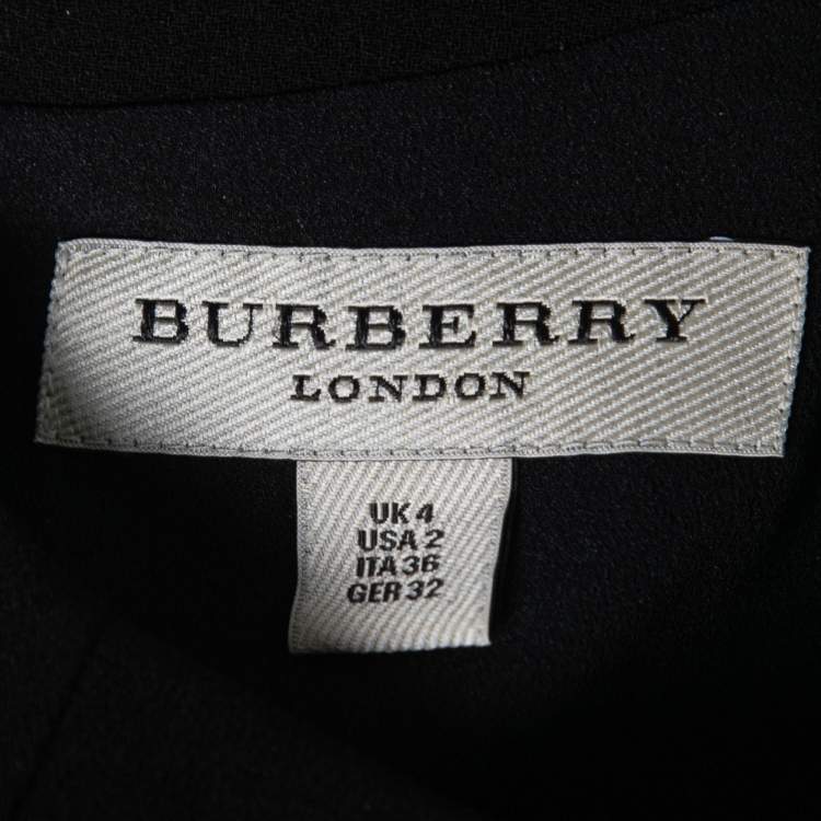 Pre Owned Burberry Black Crepe Pleated Mini Dress S