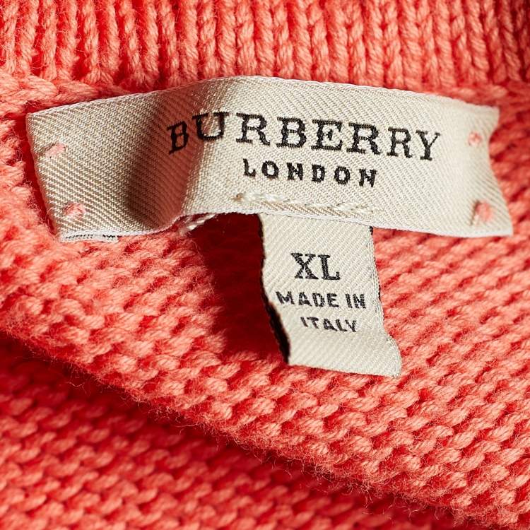 Pre Owned Burberry Orange Rib Knit Roll Neck Sleeveless Jumper XL