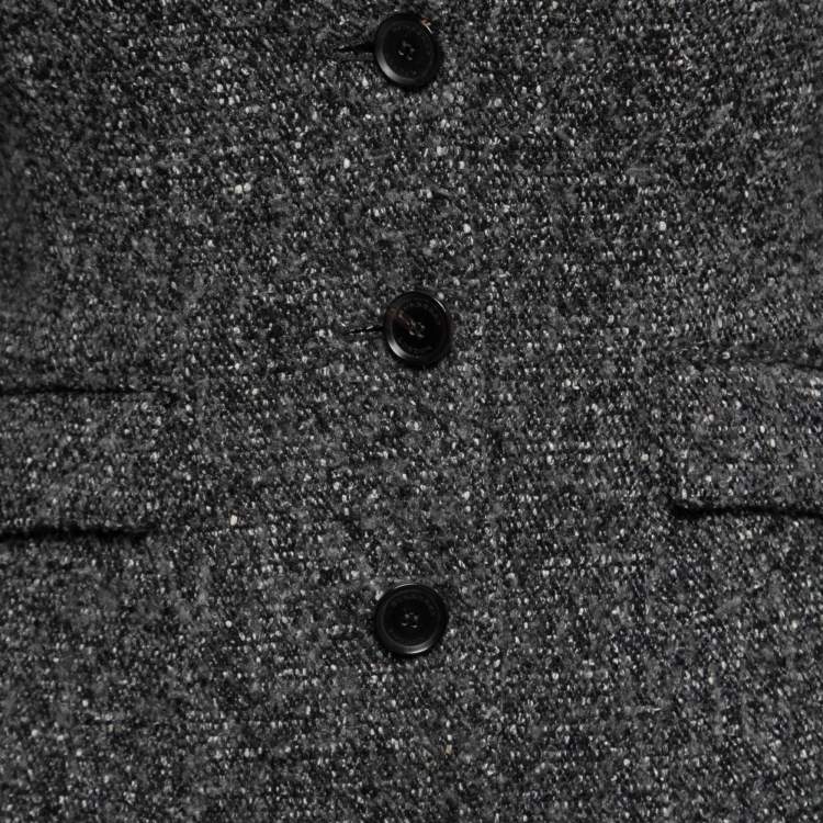 Pre Owned Burberry London Grey Tweed Button Front Blazer S