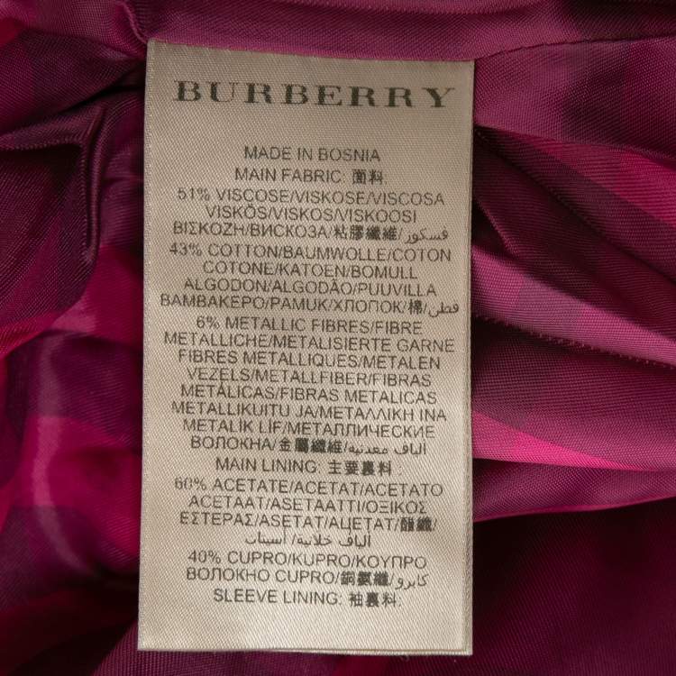 Pre Owned Burberry London Purple Satin Belted Trench Coat S