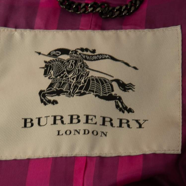 Pre Owned Burberry London Purple Satin Belted Trench Coat S
