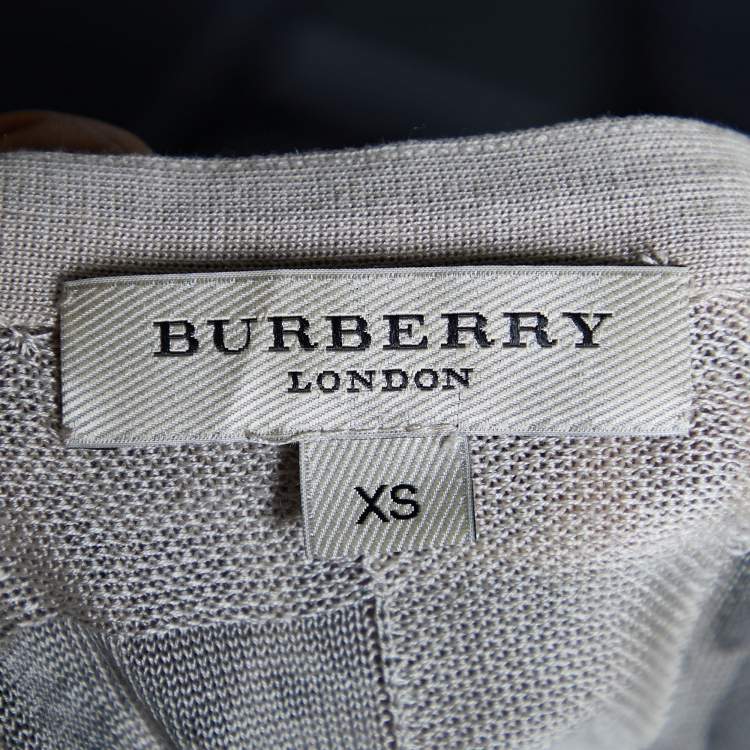 Pre Owned Burberry London Beige Animal Printed Silk Knit Button Front Cardigan XS