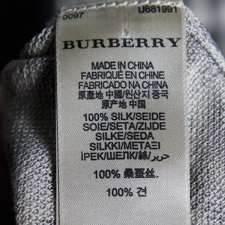 Pre Owned Burberry London Beige Animal Printed Silk Knit Button Front Cardigan XS