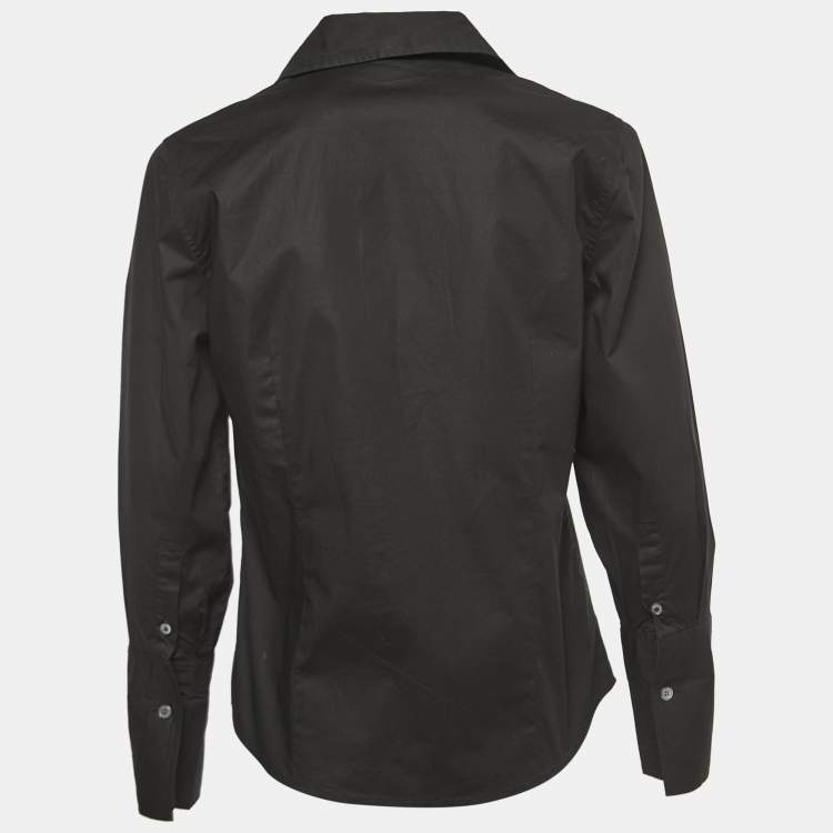 Pre Owned Burberry London Black Cotton Button Front Full Sleeve Shirt M
