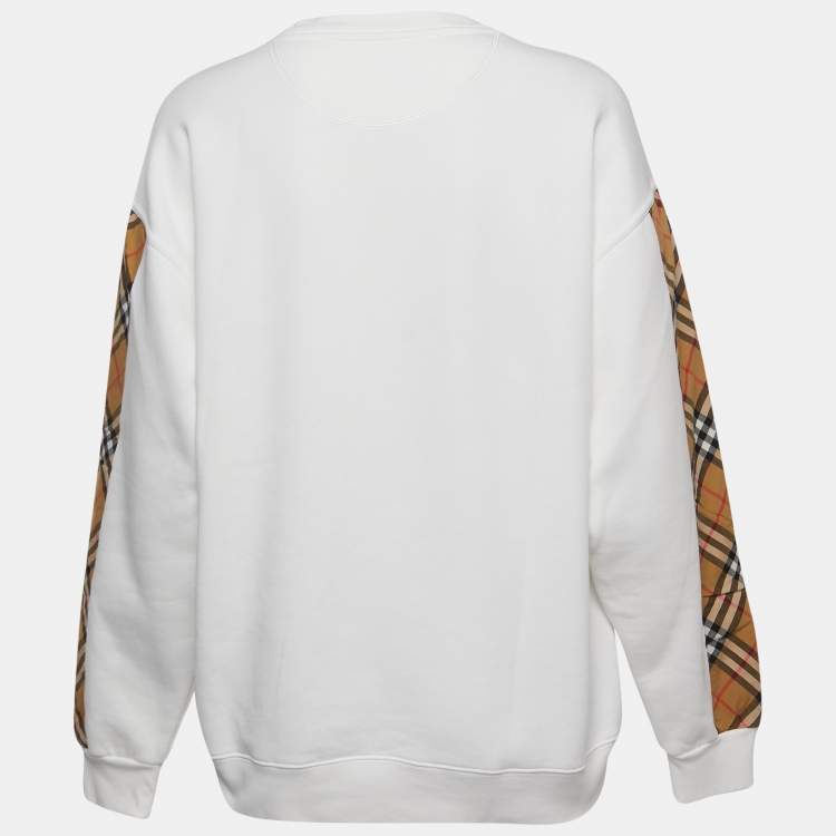 Burberry White Cotton-Blend Vintage Check Detail Sweatshirt S