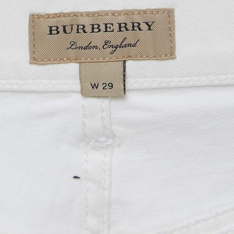 مملوكة مسبقًا Burberry White Denim Buttoned Jeans M Waist 29"