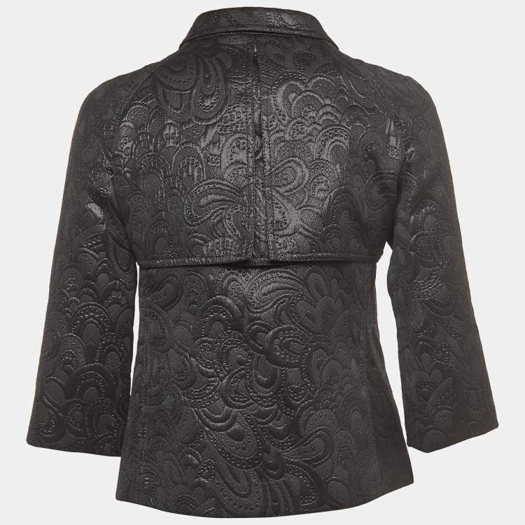 مملوكة مسبقًا Burberry London Black Shiny Jacquard Jacket XS