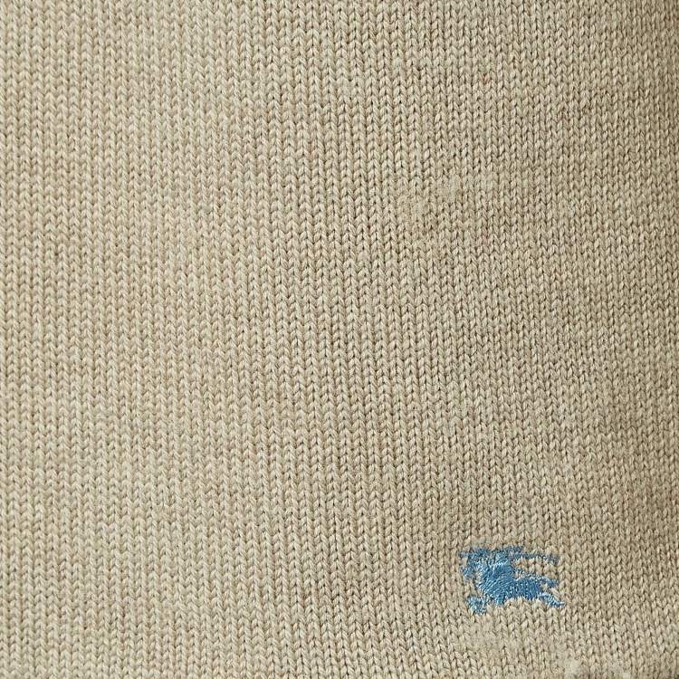 Pre Owned Burberry London Beige Merino Wool Zip-Up Sweater L