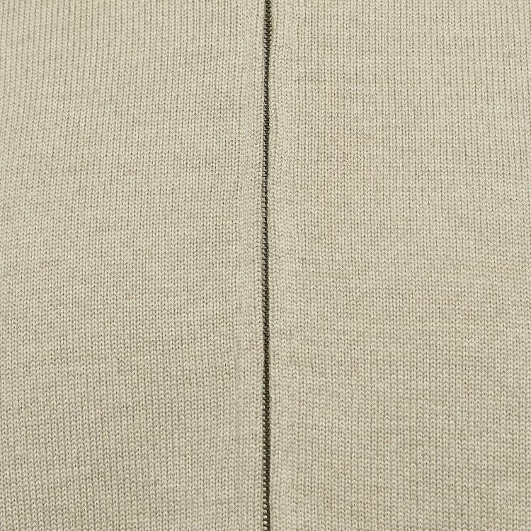 Pre Owned Burberry London Beige Merino Wool Zip-Up Sweater L