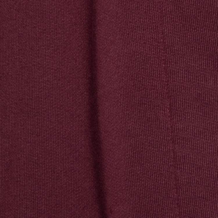 Pre Owned Burberry Burgundy Logo Embroidered Cotton Cape M