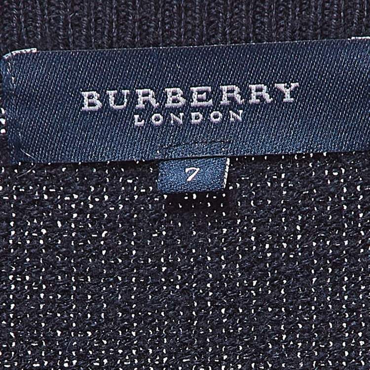Pre Owned Burberry London Vintage Navy Blue Knit Button Front Cardigan M