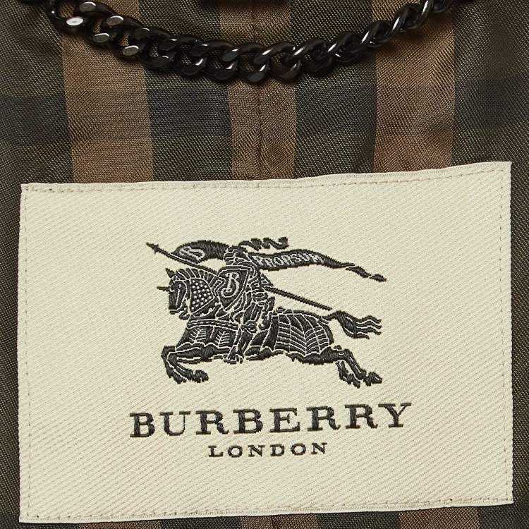 Pre Owned Burberry Brown Synthetic Quilted Double Breasted Mid-Length Coat S