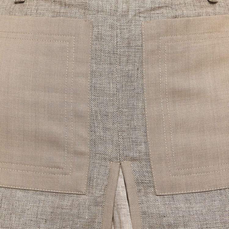 Pre Owned Burberry London Beige Linen Panel Skirt XS 
