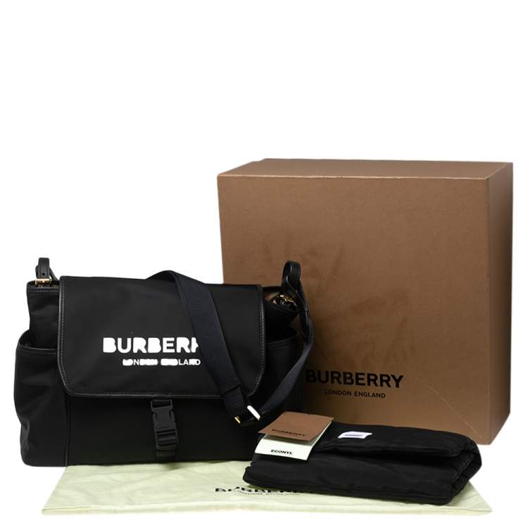 Pre Owned Burberry Black Nylon Logo Flap Diaper Bag