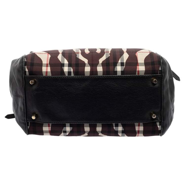 مملوكة مسبقًا Burberry Black Zebra Print Haymarket Canvas and Leather Canterbury Tote
