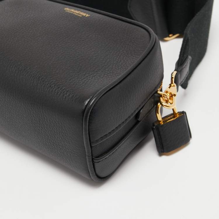 Pre Owned Burberry Black Leather Small Cube Zip Crossbody Bag