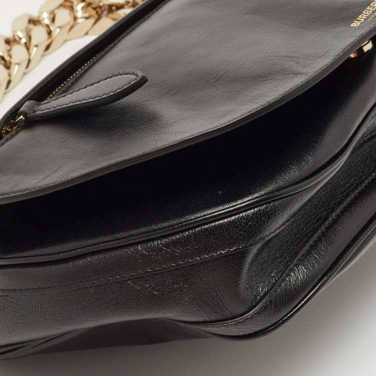 Pre Owned Burberry Black Leather Medium Soft Olympia Shoulder Bag