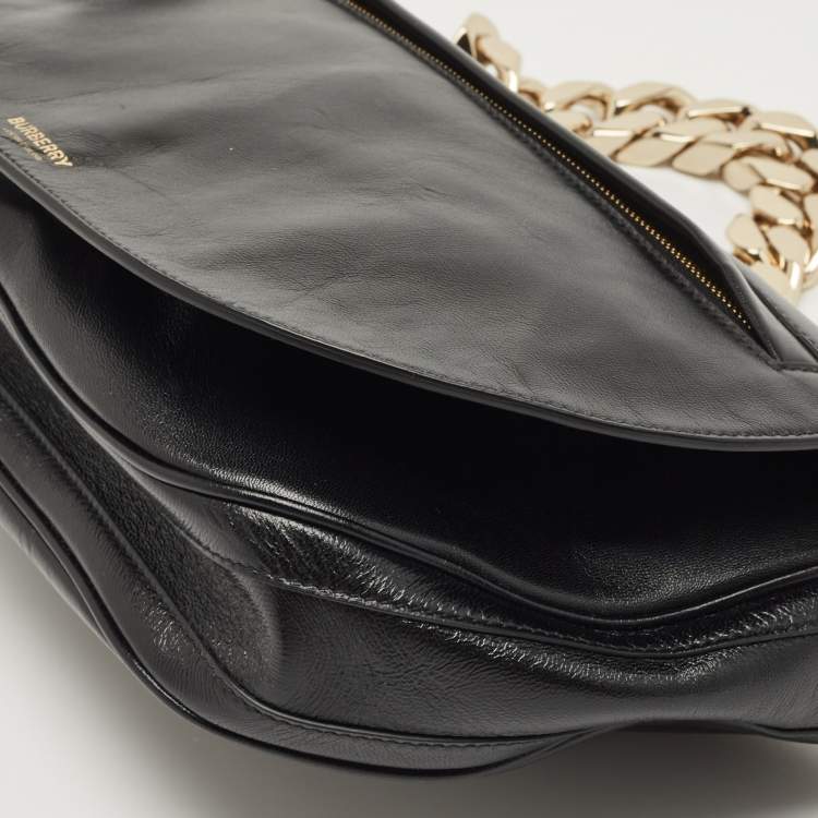 Pre Owned Burberry Black Leather Medium Soft Olympia Shoulder Bag