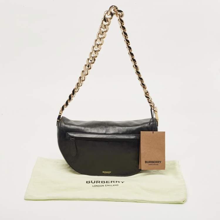 Pre Owned Burberry Black Leather Medium Soft Olympia Shoulder Bag