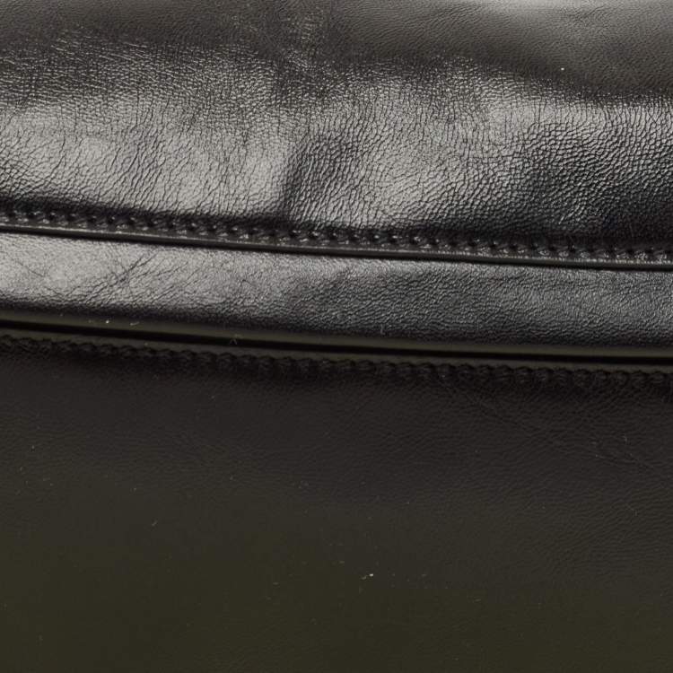 Pre Owned Burberry Black Leather Medium Soft Olympia Shoulder Bag
