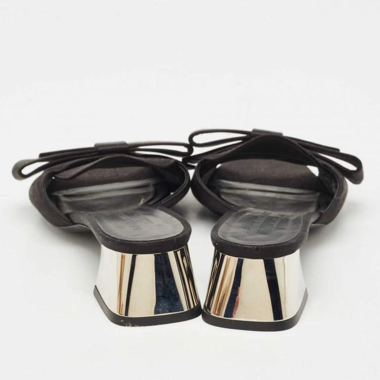 Pre Owned Burberry London Black Satin Bow Slide Sandals Size 41