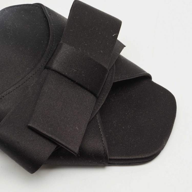 Pre Owned Burberry London Black Satin Bow Slide Sandals Size 41