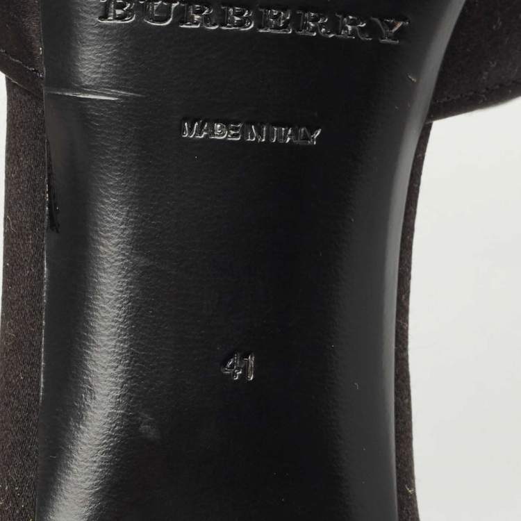 Pre Owned Burberry London Black Satin Bow Slide Sandals Size 41