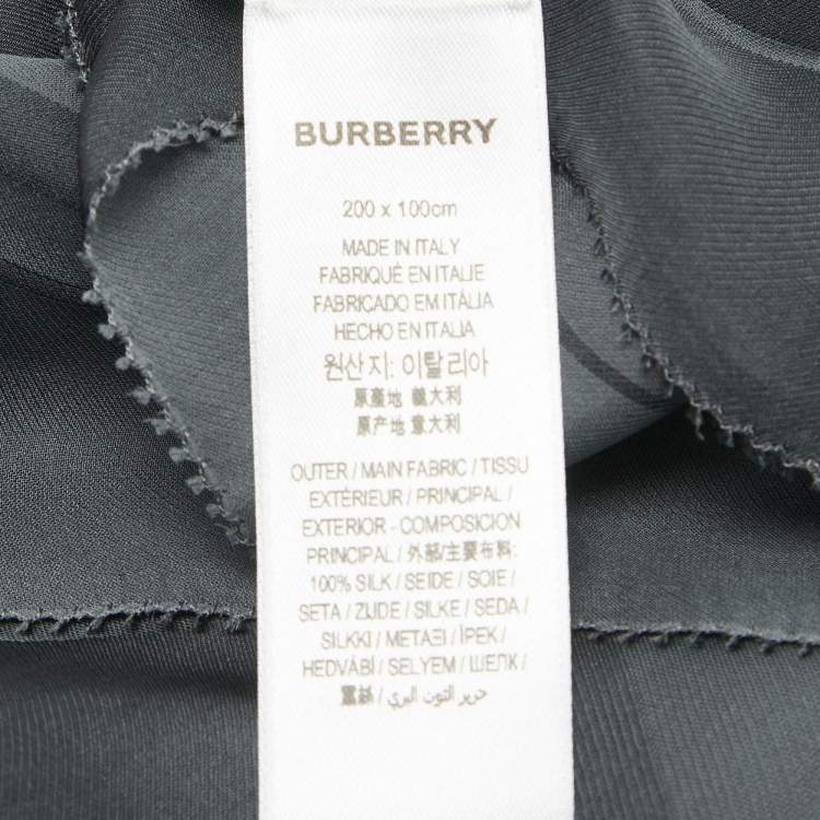 Pre Owned Burberry Grey Giant Check Jacquard Chiffon Scarf 