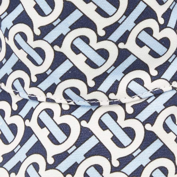مملوكة مسبقًا Burberry White/Blue TB Monogram Cotton Bucket Hat