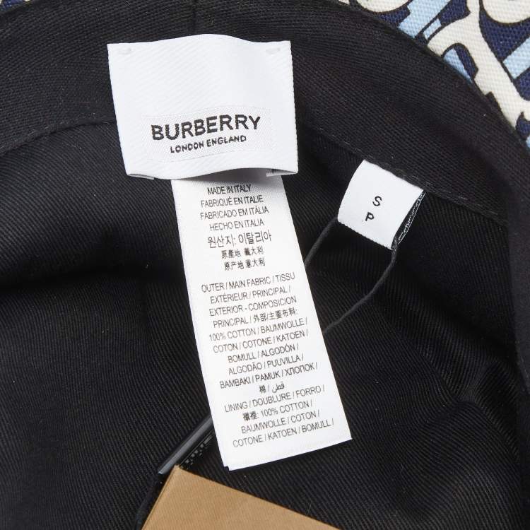 مملوكة مسبقًا Burberry White/Blue TB Monogram Cotton Bucket Hat
