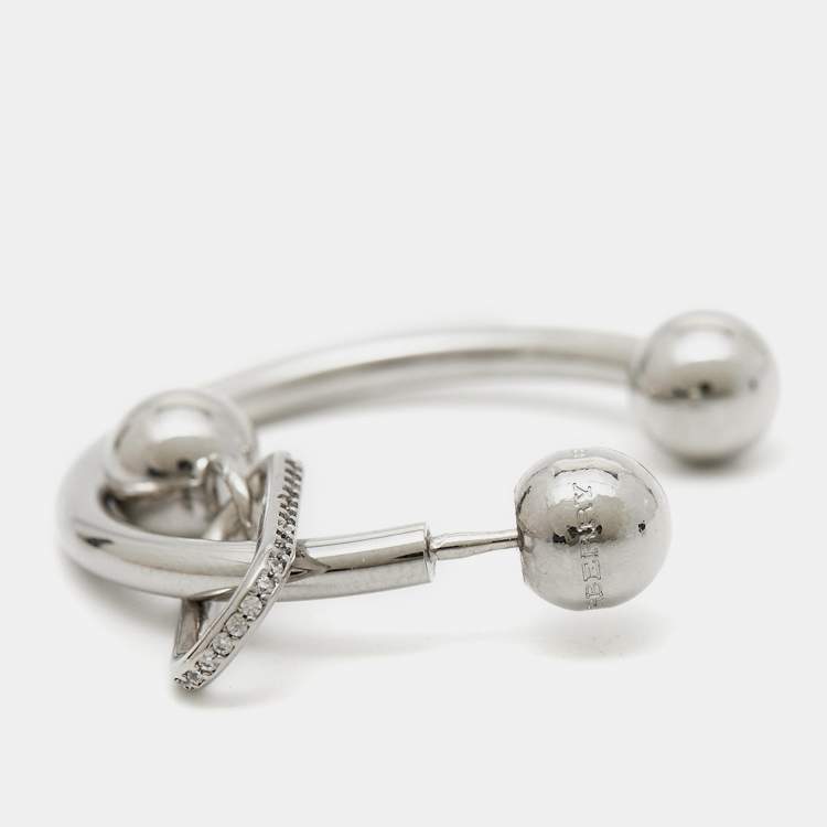 مملوكة مسبقًا Burberry Crystals Silver Hoop Earrings