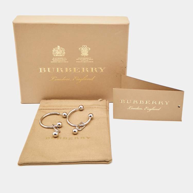 مملوكة مسبقًا Burberry Crystals Silver Hoop Earrings