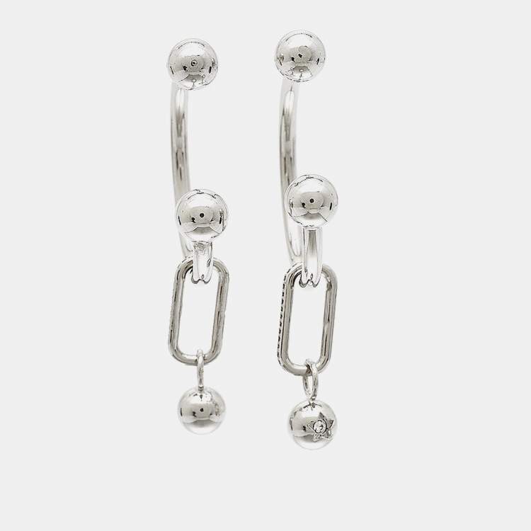 مملوكة مسبقًا Burberry Crystals Silver Hoop Earrings