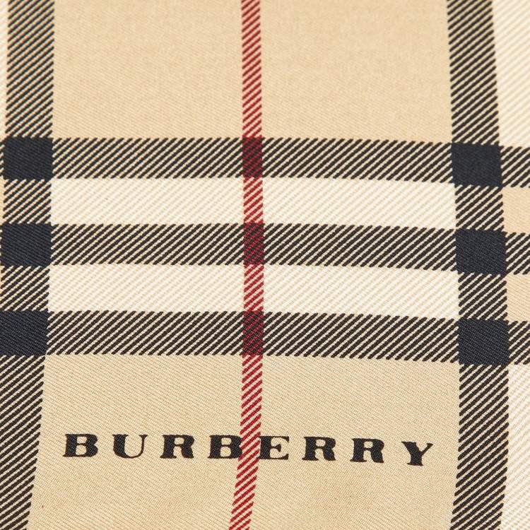 Pre Owned Burberry Beige Nova Check Silk Scarf/Pocket Square 