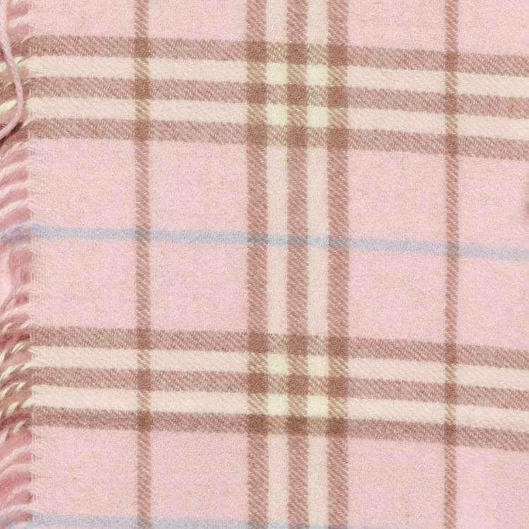 Pre Owned Burberry Pink Vintage Check Lambwool Stole