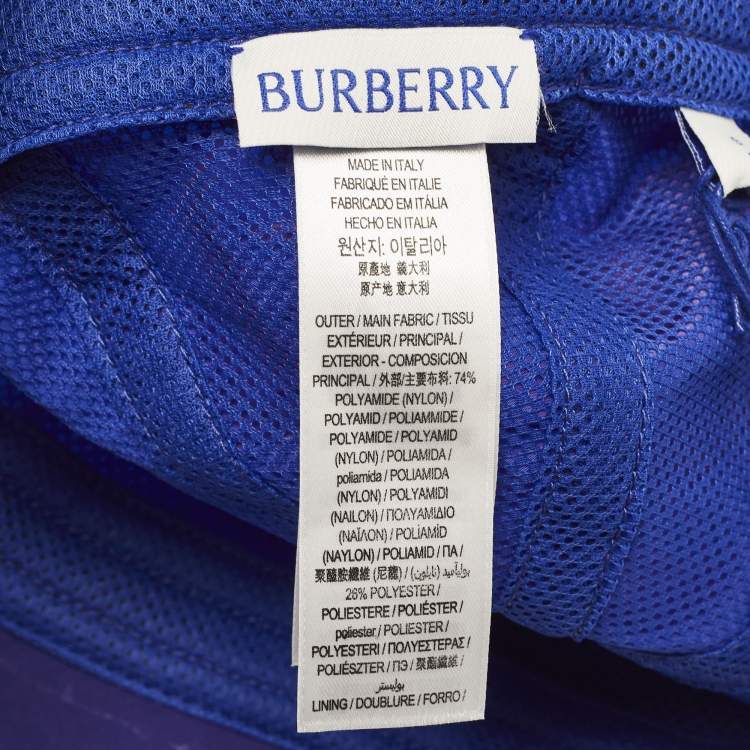 Pre Owned Burberry Iridescent Blue Equestrian Knight Patch Nylon Baseball Cap S