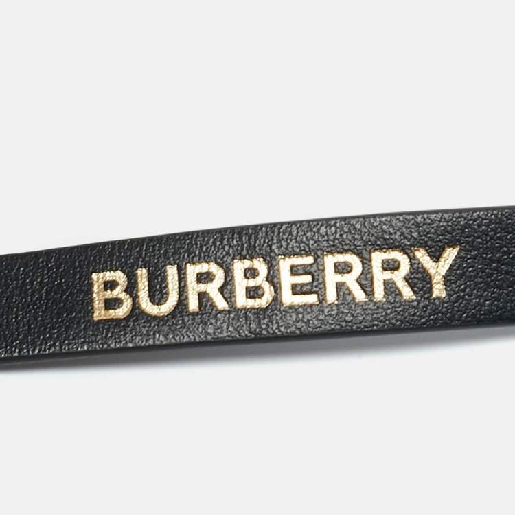 Pre Owned Burberry Black Leather Studded Alphabet T Bag Charm